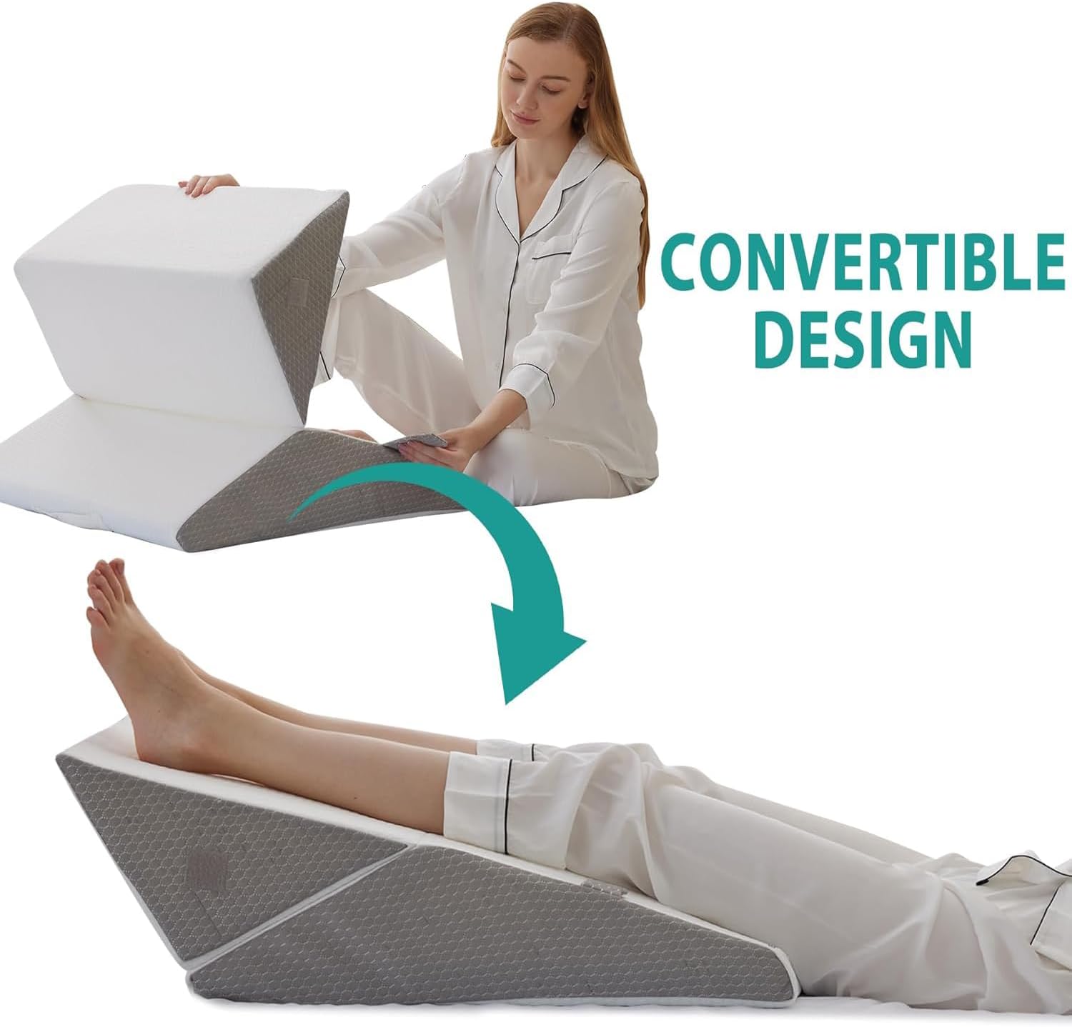 Mylindde 3PCS Orthopedic Bed Wedge Pillow Set, Post Surgery Foam Pillow, Triangle Adjustable Support Pillow, Memory Foam Wedge Pillows, Adjustable Wedge Pillow for Body Pain Relief (White)