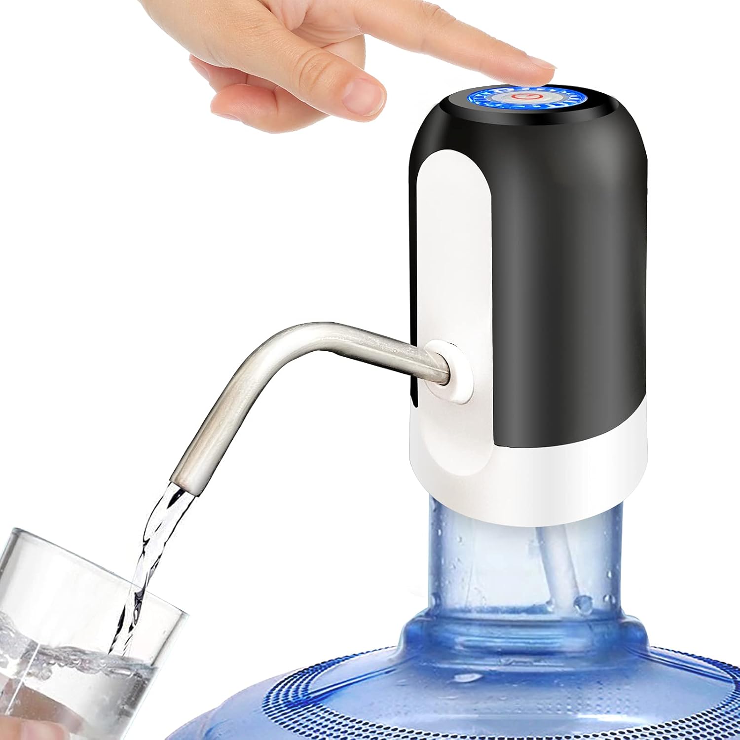 SKY-TOUCH Automatic Water Dispenser, USB Rechargeable Bottle Drinking Water Radio Water Pump, Black