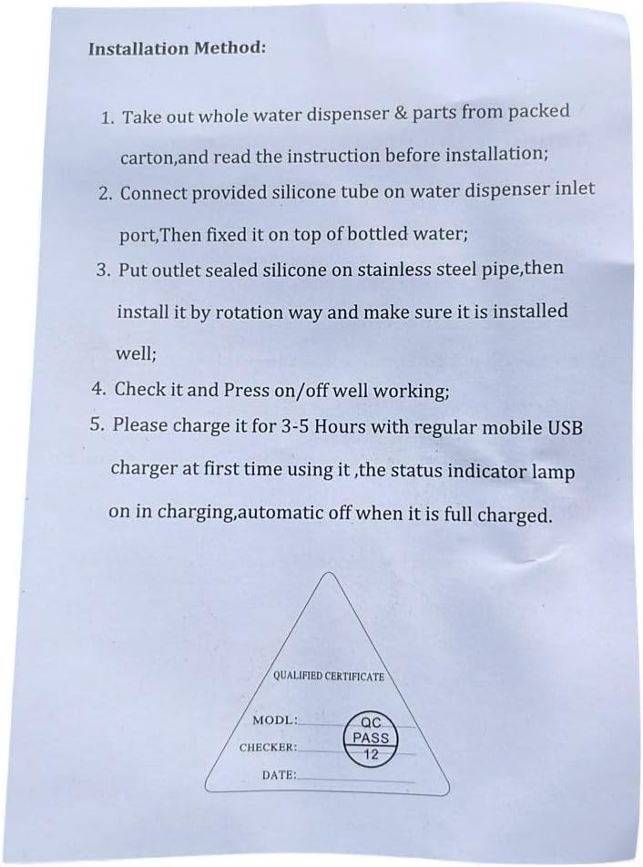 SKY-TOUCH Automatic Water Dispenser, USB Rechargeable Bottle Drinking Water Radio Water Pump, Black