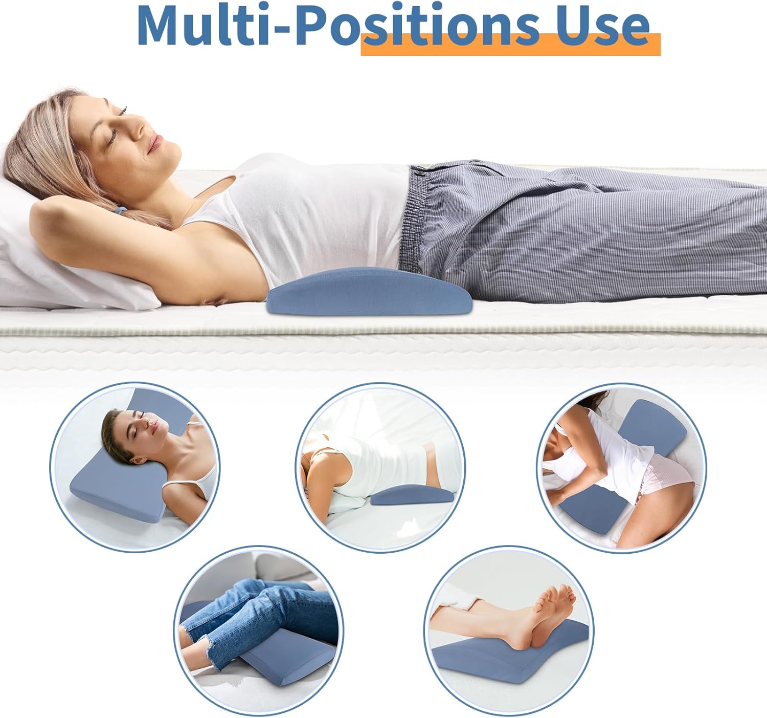 Lumbar Support Pillow for Bed Relief Back Pain: Lower Back Pillow for Sleeping - Memory Foam Waist Pillow - Back Wedge Bolster Pillow for Side, Back&amp;Stomach Sleepers - Bed Rest Pillow for Car, Sofa