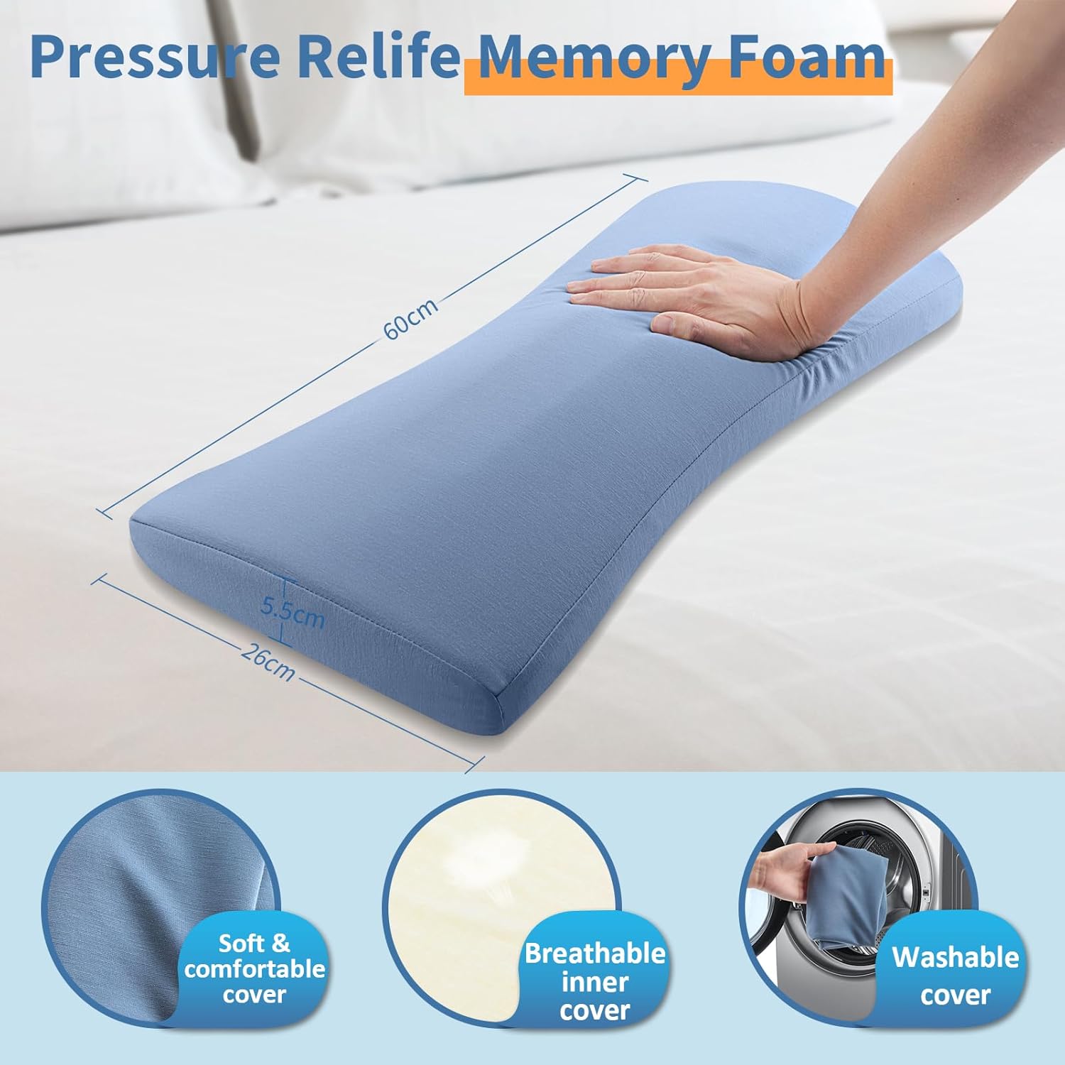 Lumbar Support Pillow for Bed Relief Back Pain: Lower Back Pillow for Sleeping - Memory Foam Waist Pillow - Back Wedge Bolster Pillow for Side, Back&amp;Stomach Sleepers - Bed Rest Pillow for Car, Sofa